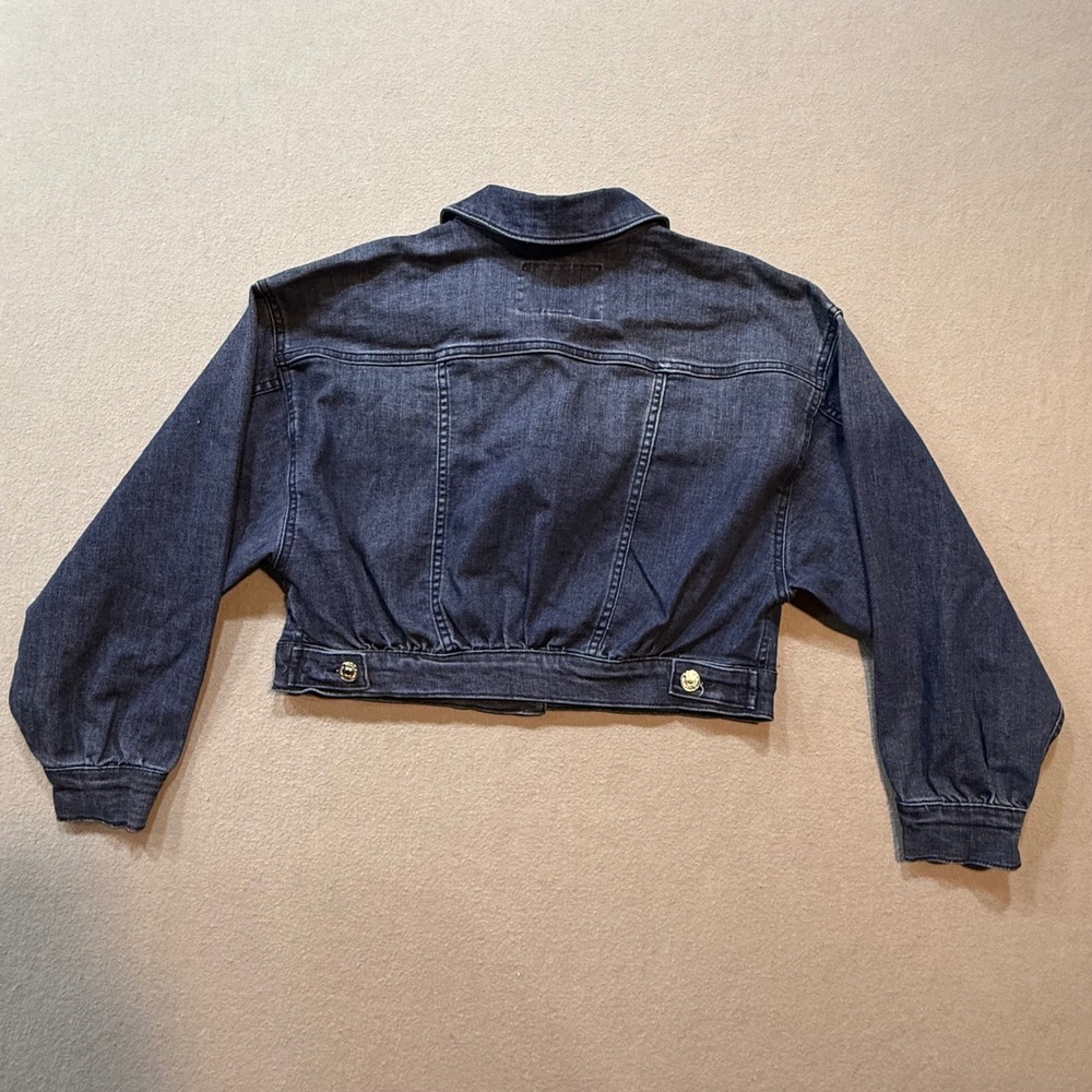 Juicy Couture Y2K Cropped Dark Wash Denim Blue Jean Jacket Women‎ Size L - Picture 12 of 12